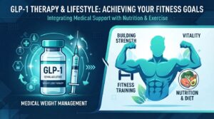 A professional guide showing how to prevent muscle loss on GLP 1 medications like Wegovy using weight training and high protein nutrition.